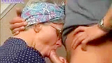 Kinky elderly maid pleases young man with XXX blowjob and anal sex