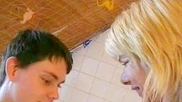 Mom catches her hubby's nephew masturbating and offers him XXX cunt