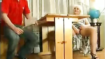 Elderly teacher uses student's XXX dick to fulfill her wet desires