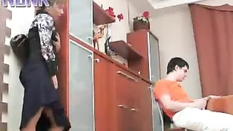 Jerking off ends up with intense XXX fucking of mom and stepson