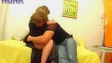 Slutty Russian mom with glasses gets fucked by guy till XXX creampie