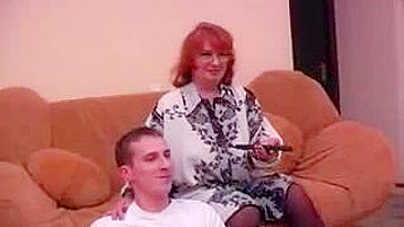 Mature red-haired mom seduces young lover on XXX session at home