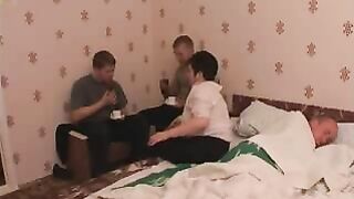 Three dudes feel horny and seduce their friend's hot XXX mom on sex