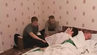 Three dudes feel horny and seduce their friend's hot XXX mom on sex