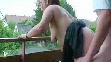 Chubby amateur granny gets her XXX pussy pounded on the balcony