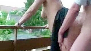 Chubby amateur granny gets her XXX pussy pounded on the balcony