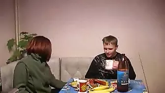 Hospitable Russian mom invites neighbor's son to use his XXX pecker