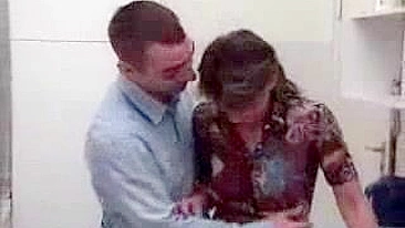 Aroused dude fucks GF's slutty XXX mom in the ass in the kitchen