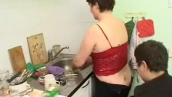 Fat guy enjoys XXX blowjob and sex with lecherous chubby stepmom