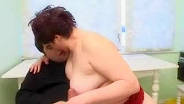 Fat guy enjoys XXX blowjob and sex with lecherous chubby stepmom