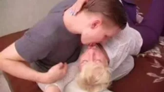 Tanned blonde mom spreads legs for young lover's erect XXX shaft