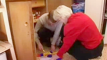 Mom comes to nephew's room and lets him play with her XXX boobs