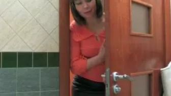 Shameless mom joins her stepson in the shower for XXX copulation