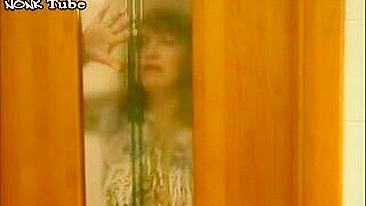 Russian mom gets into the shower and takes stepson's XXX pecker