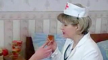 Young patient enjoys alcohol and XXX coupling with mature nurse