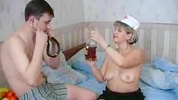 Young patient enjoys alcohol and XXX coupling with mature nurse