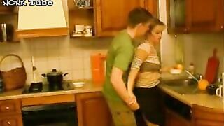 Sultry Russian mom is not against kitchen XXX session with young man