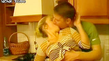 Sultry Russian mom is not against kitchen XXX session with young man