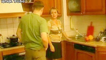 Sultry Russian mom is not against kitchen XXX session with young man