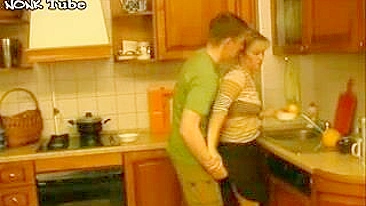 Sultry Russian mom is not against kitchen XXX session with young man