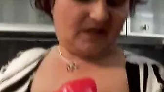 Hunky dude uses big dildo and his cock to fuck plump XXX stepmom