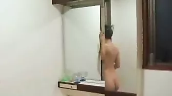 Naked Japanese mom takes XXX dick of the neighbor guy in the shower