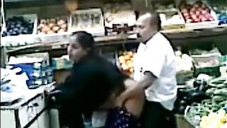 Perverted shop owner copulates with shameless Arab mom in public