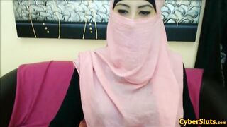 Dazzling Arab mom with big tits gets naked and masturbates on webcam