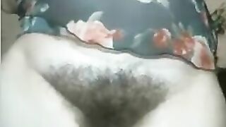 Shameless Arab mom demonstrates her hairy beaver and plays with it