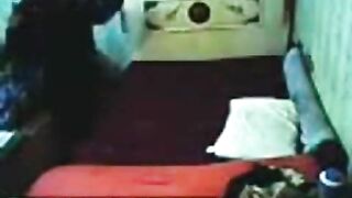 Hidden camera catches horny elderly man fucking Arab mom on the bed