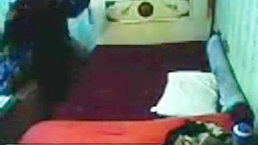 Hidden camera catches horny elderly man fucking Arab mom on the bed
