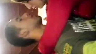 Thick Arab dick penetrates mouth and shaved pussy of busty Arab mom