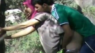 Aroused Arab dude takes cute mom into the forest to fuck on cam