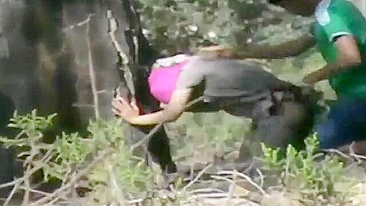 Aroused Arab dude takes cute mom into the forest to fuck on cam