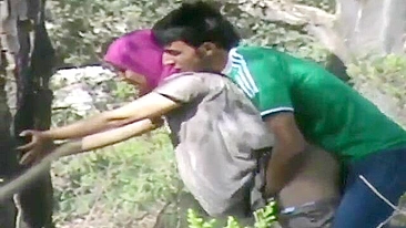 Aroused Arab dude takes cute mom into the forest to fuck on cam