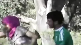 Dressed Arab mom bends by the tree to get fucked hard in the woods Dressed Arab mom bends by the tree to get fucked hard in the woods