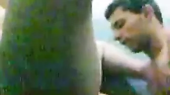 Horny guy sticks dick into fat Arab mom's vagina in the bathroom