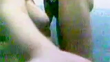 Horny guy sticks dick into fat Arab mom's vagina in the bathroom