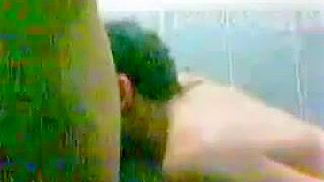 Horny guy sticks dick into fat Arab mom's vagina in the bathroom
