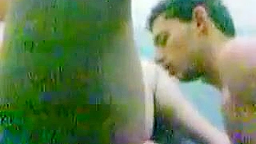 Horny guy sticks dick into fat Arab mom's vagina in the bathroom