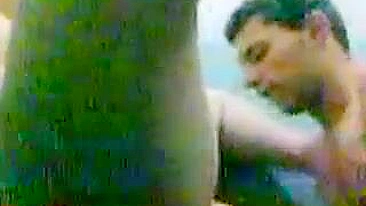 Horny guy sticks dick into fat Arab mom's vagina in the bathroom