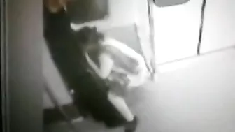 Totally shameless Arab mom is caught blowing man's cock in the metro