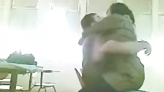 Perverted Arab mom copulates with her horny student in the classroom