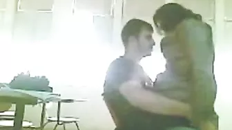 Perverted Arab mom copulates with her horny student in the classroom