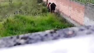 Shameless Arab mom takes dude's dick by the fence for the hidden cam