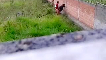 Shameless Arab mom takes dude's dick by the fence for the hidden cam