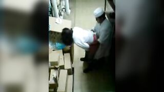 Lustful chef cook sticks dick into Arab mom's pussy in the kitchen