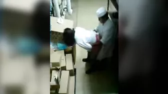 Lustful chef cook sticks dick into Arab mom's pussy in the kitchen