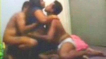 Two men share awesome Arab mom in a threesome for amateur video