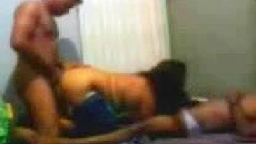 Two men share awesome Arab mom in a threesome for amateur video